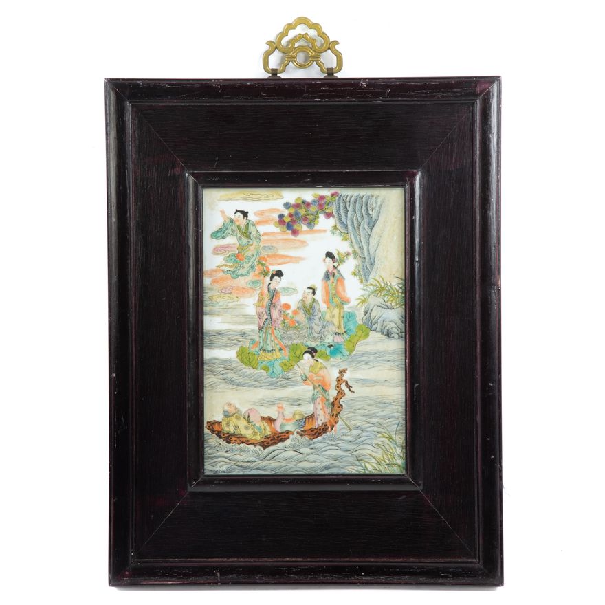 Chinese Famille Verte Porcelain Plaque