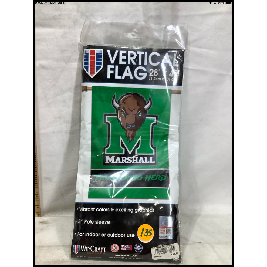 Vertical Flag 28"x40" Marshall Thundering Herd