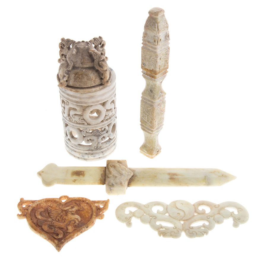 Five Chinese Carved Jade/Hardstone Objects