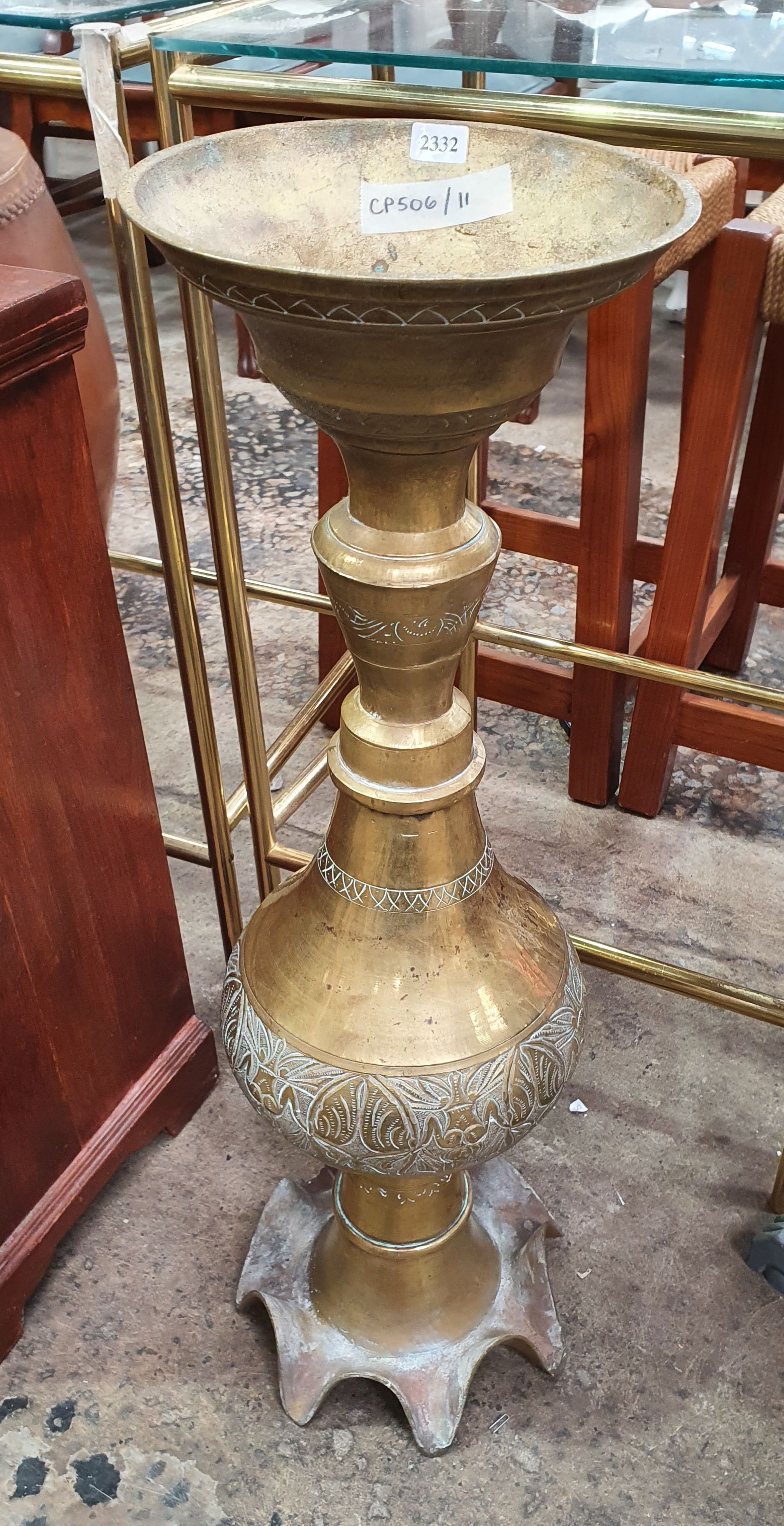 A Large Ornamental Brass Vase