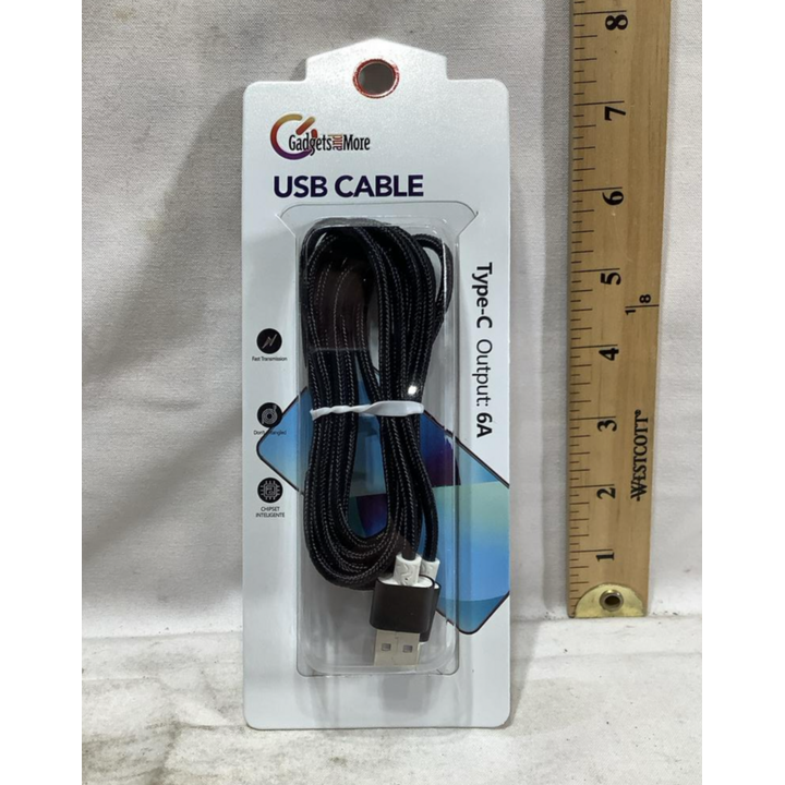 Gadgets & More 6 Ft Black USB Type C Charging Cable