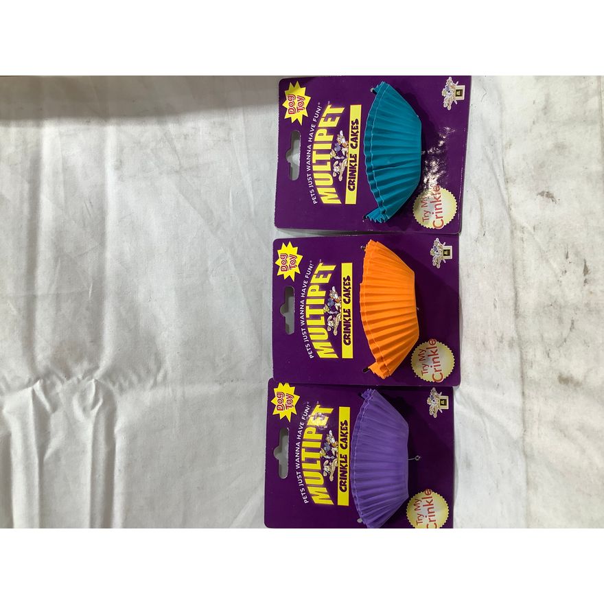 Buying (3) MultiPet Crinkle Cakes Dog Toy