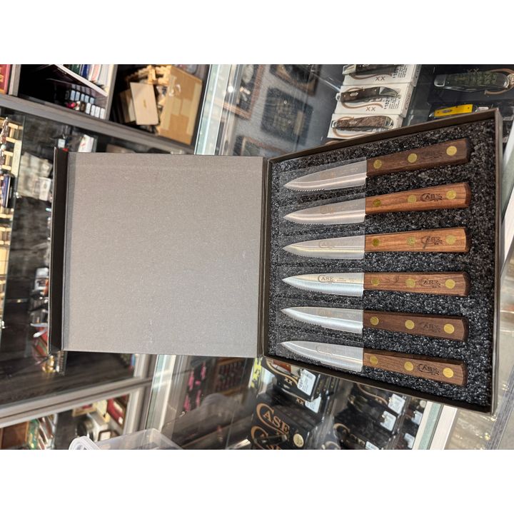 11078 - Case XX 6-Piece Walnut Wood Handle Steak Knife Set, Stainless Steel Blade