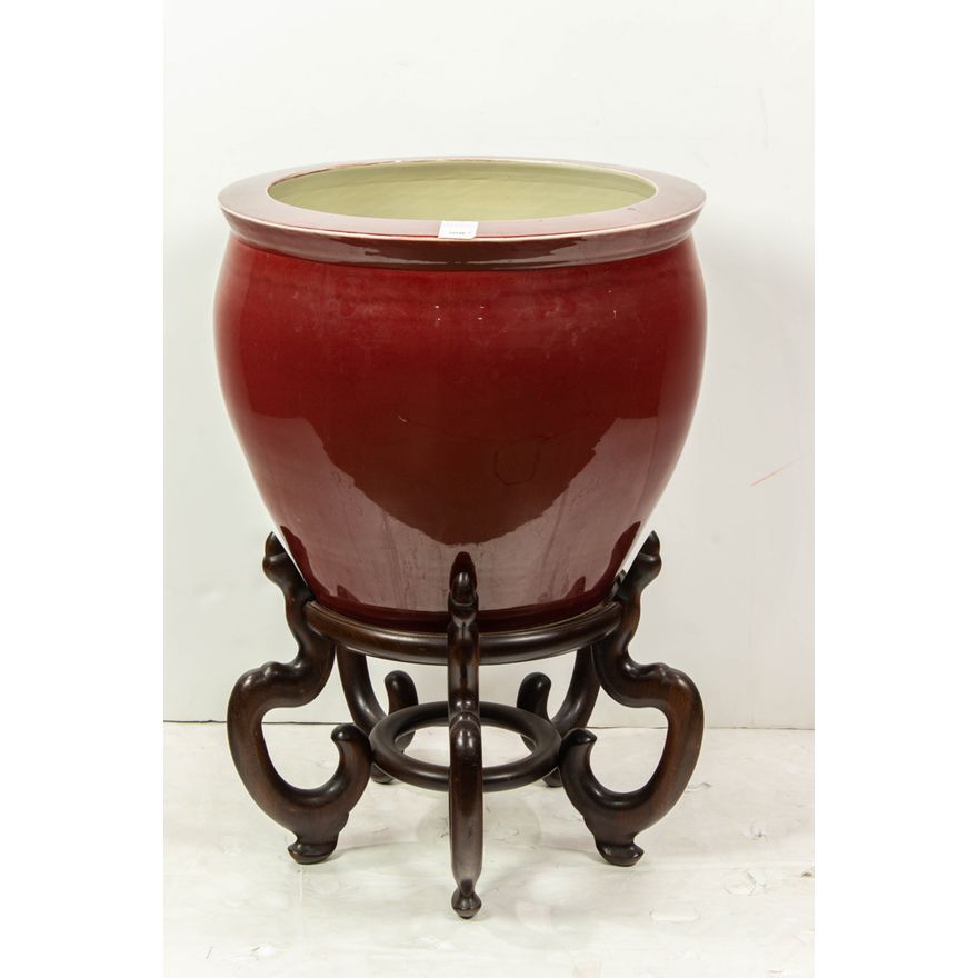 Chinese oxblood glazed jardinere