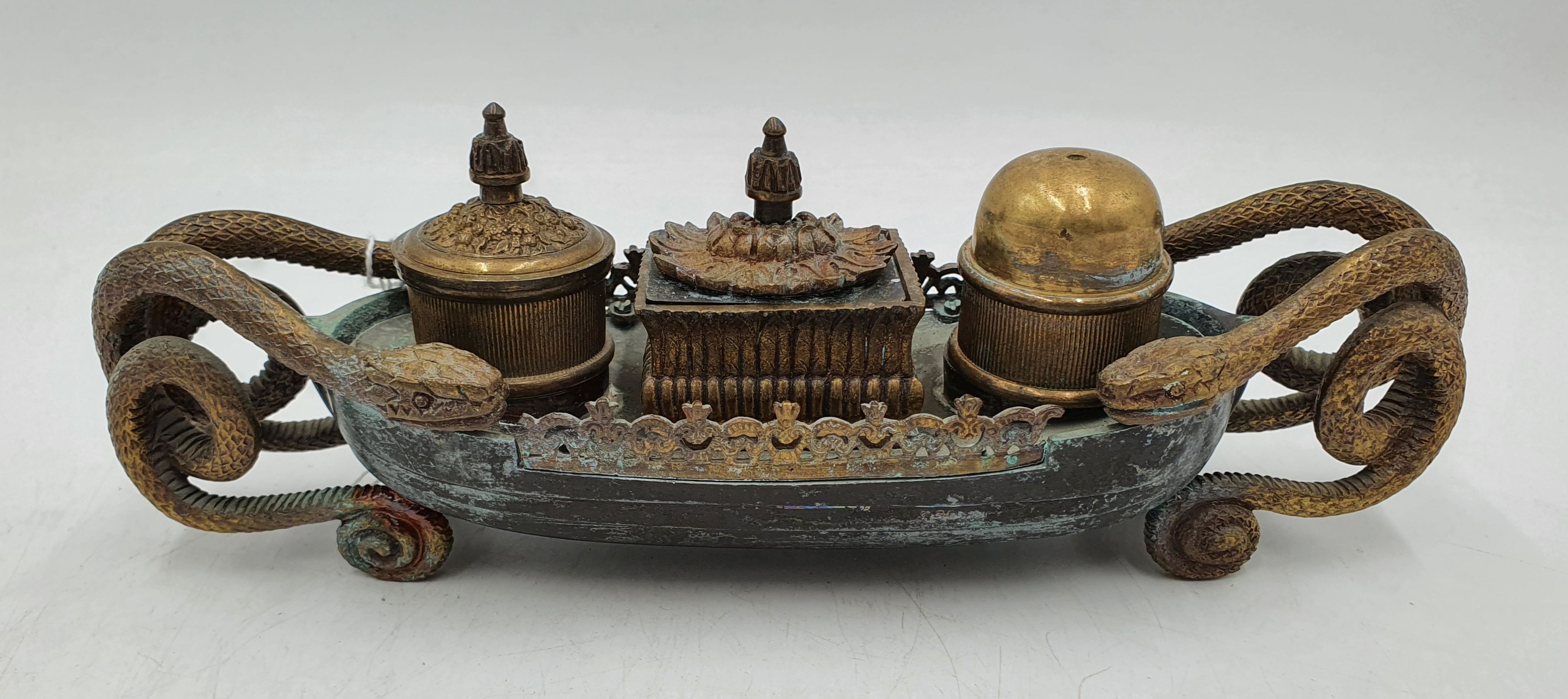 A 19th Century Bronze Double Inkwell