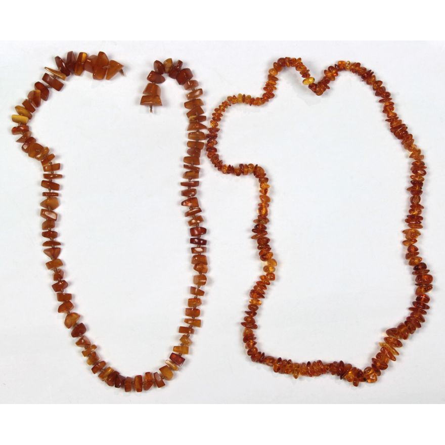 (Lot of 2) Amber bead necklaces