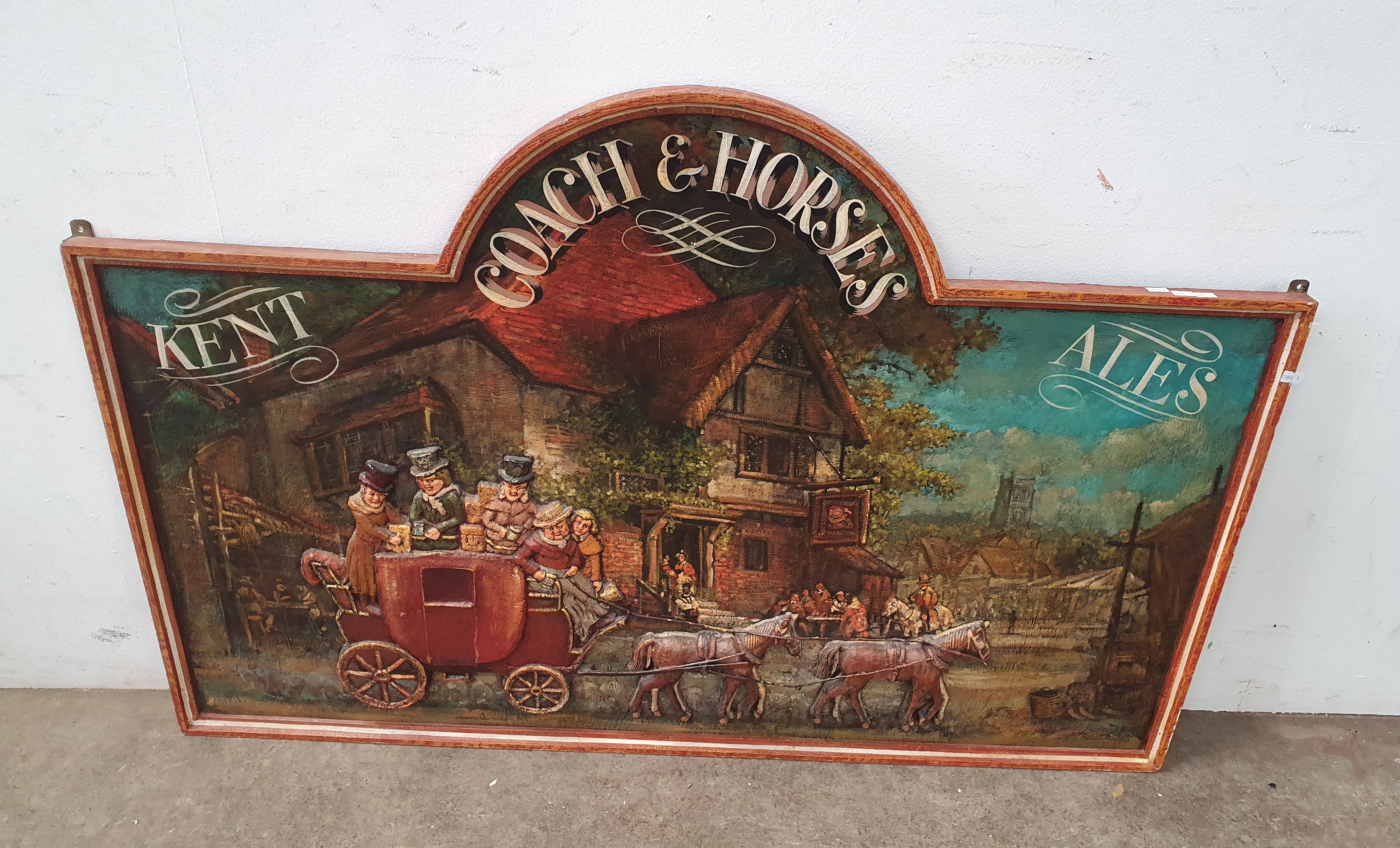 A REPRODUCTION "COACH & HORSES - KENT ALES" PUB/ BAR SIGN