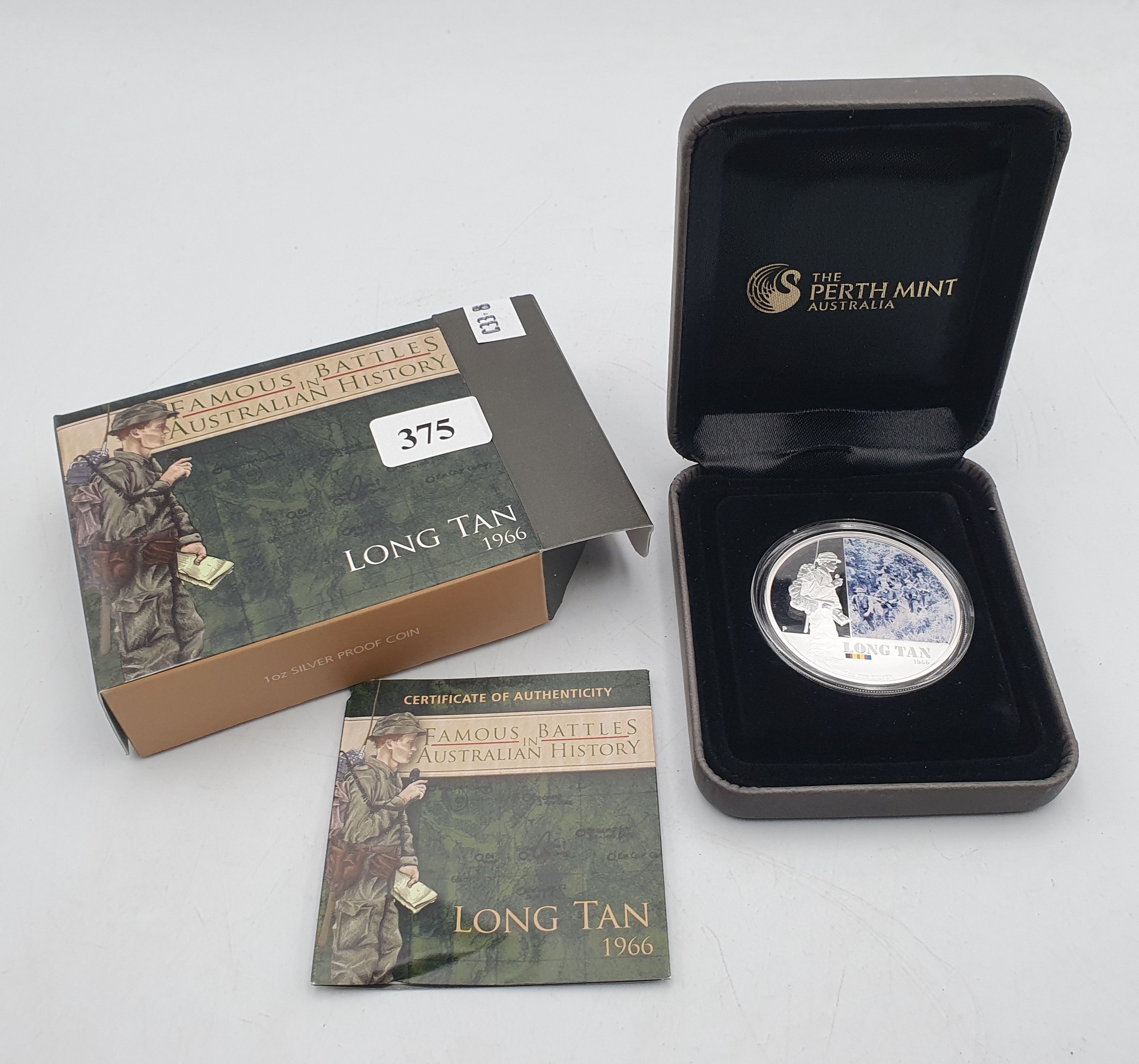 375 · A PERTH MINT FINE SILVER 999 1 OZ 'LONG TAN' COIN