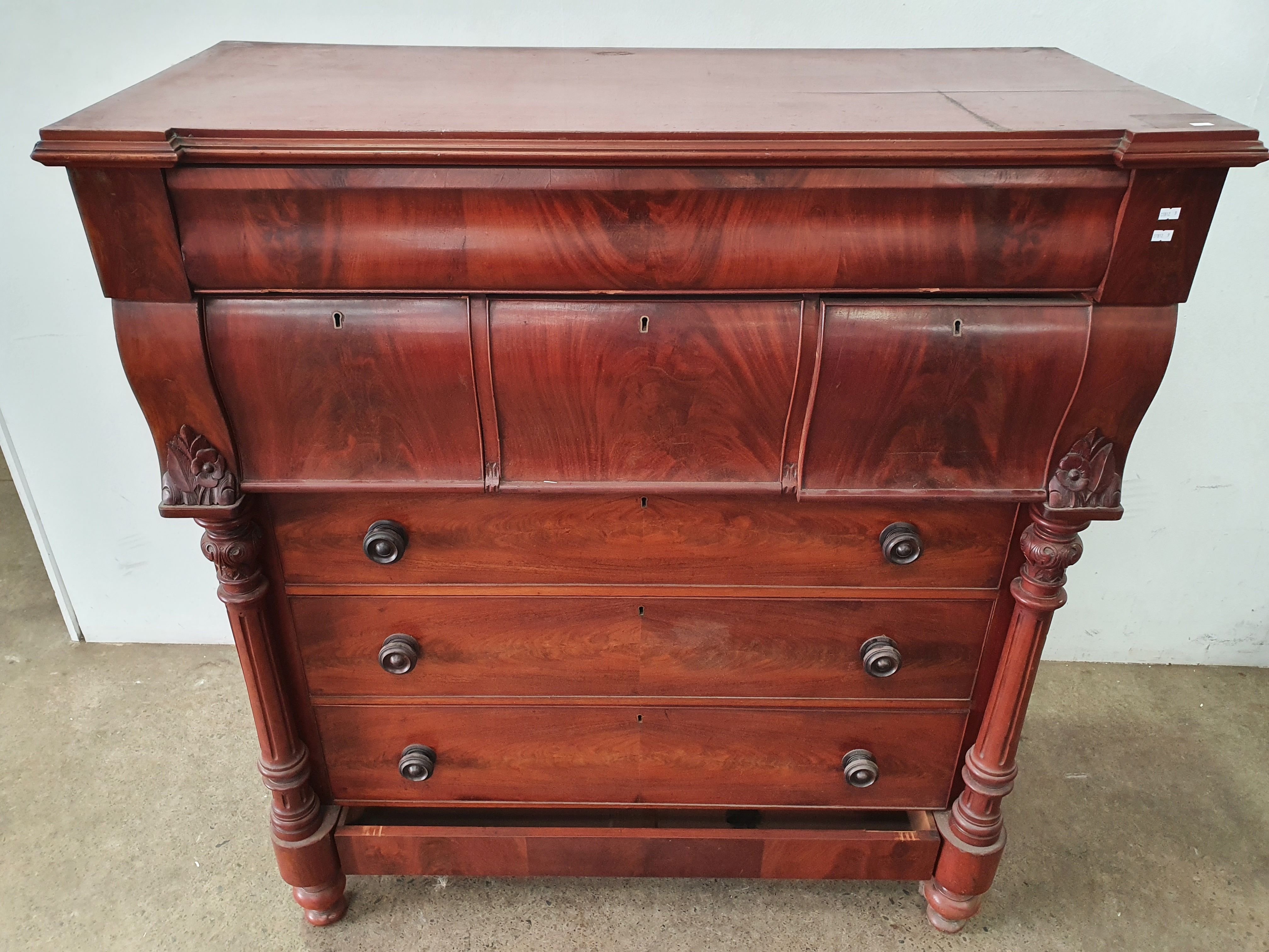 2037 · A VICTORIAN MAHOGANY TWO SECTIONAL SCOTTISH CHEST OF EIGHT DRAWERS