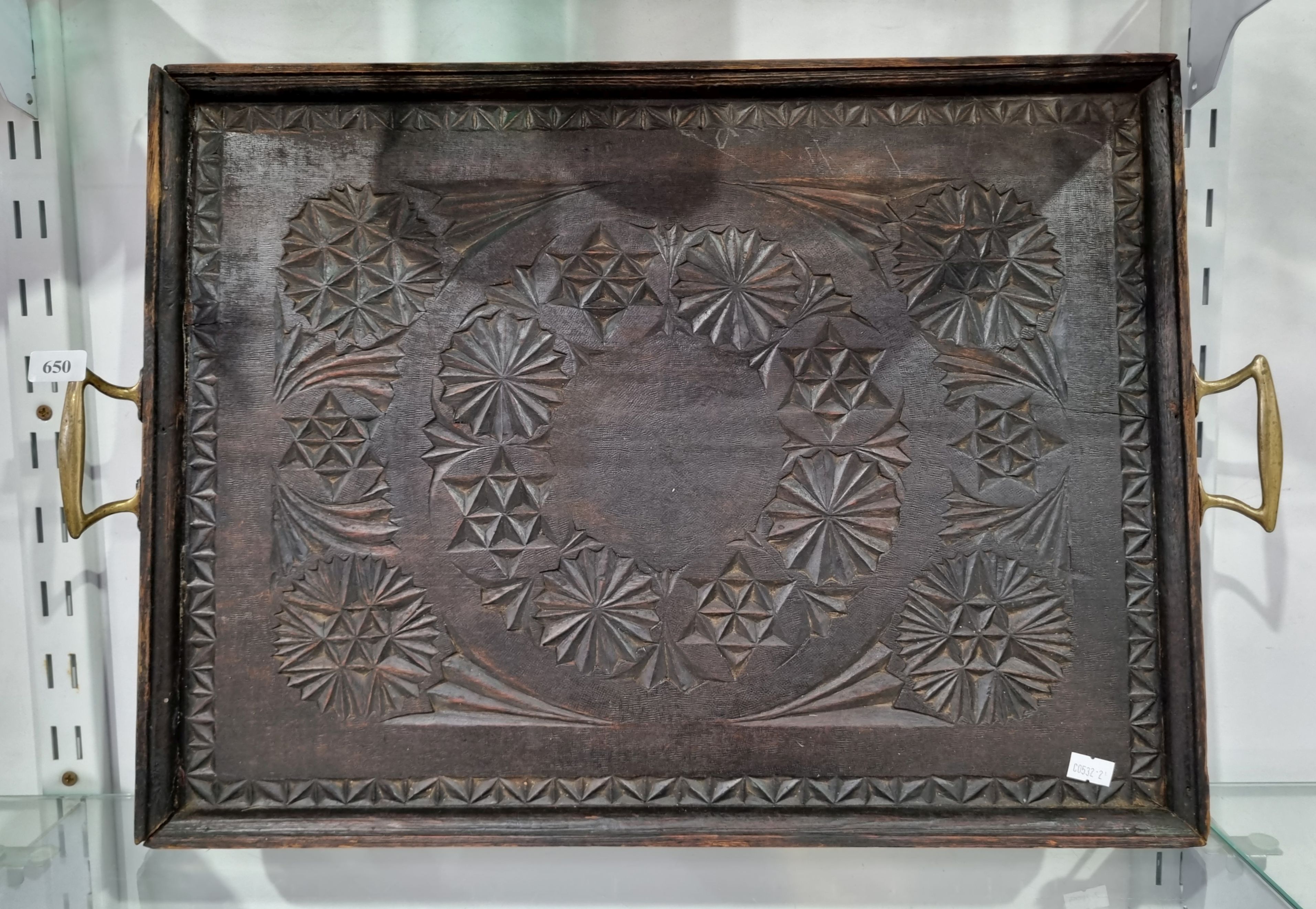 650 · A GOOD CHIP CARVED TRAY