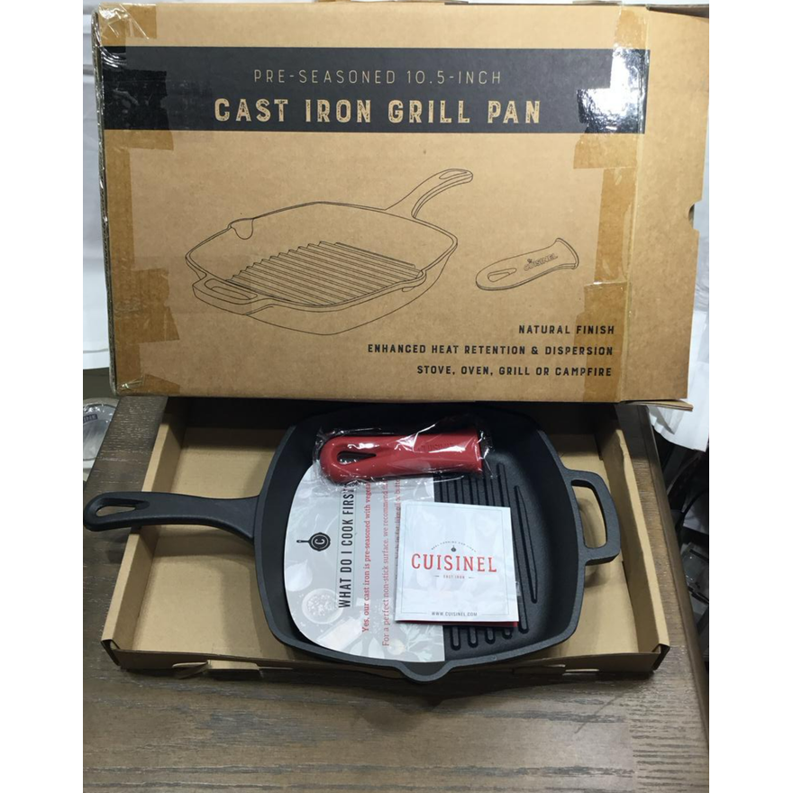 Cuisinel Pre-Seasoned 10.5" Cast Iron Grill Pan