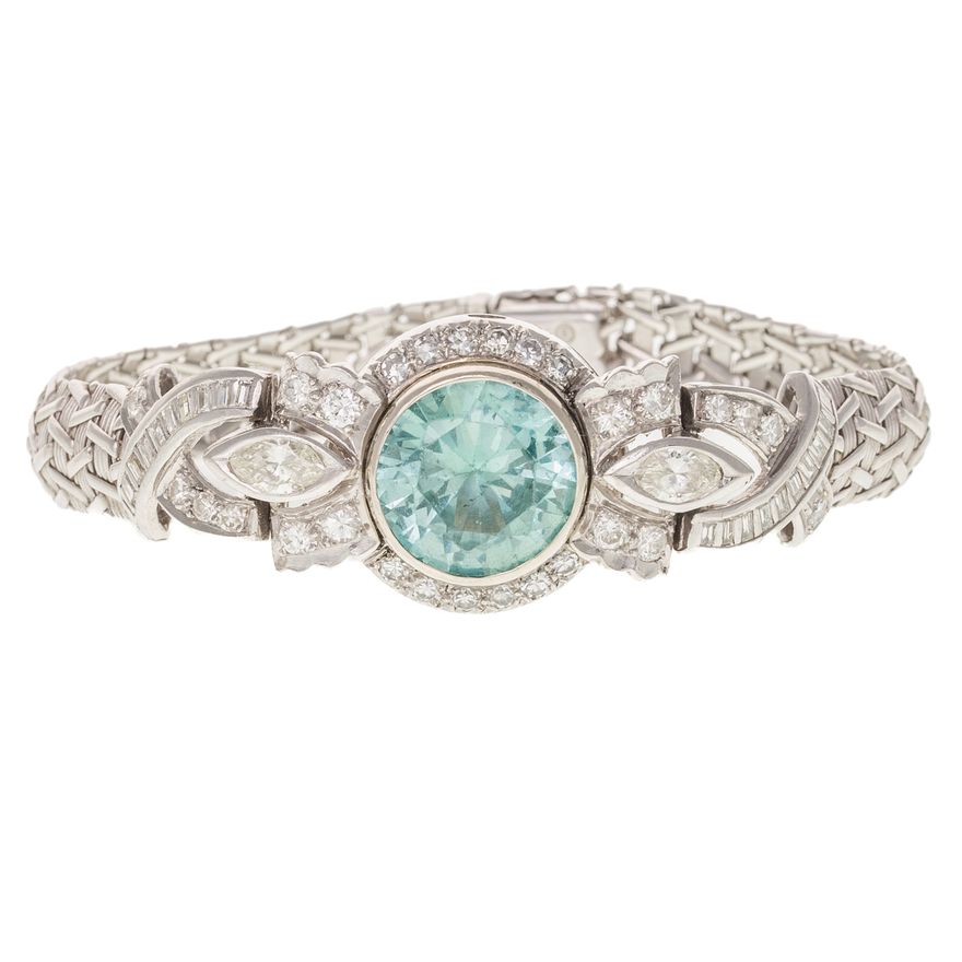 A Diamond & Topaz Bracelet in Platinum & 14K