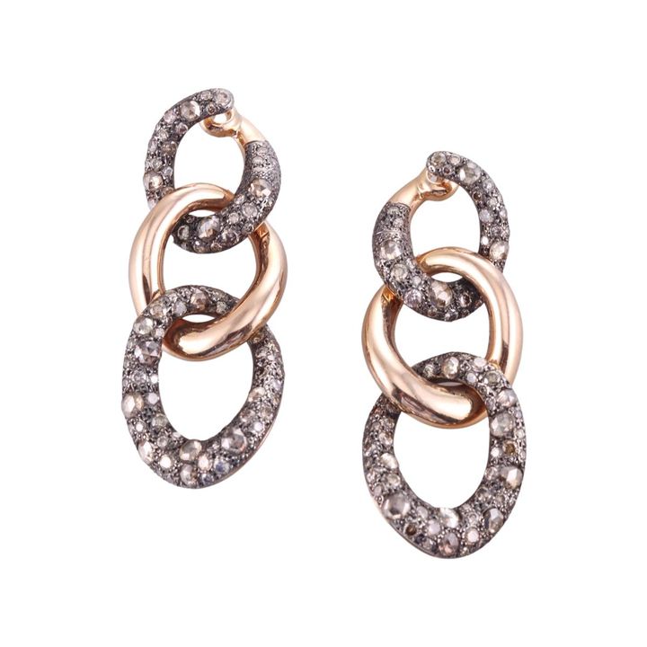 Pomellato Sabbia 18k Gold 4.53ctw Fancy Diamond Link Earrings
