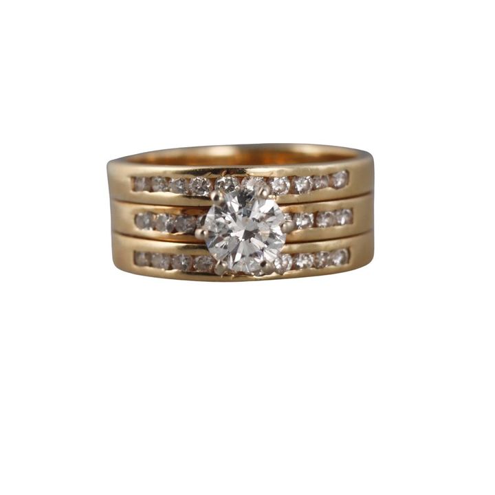 14k Gold Diamond Engagement Bridal Ring Set