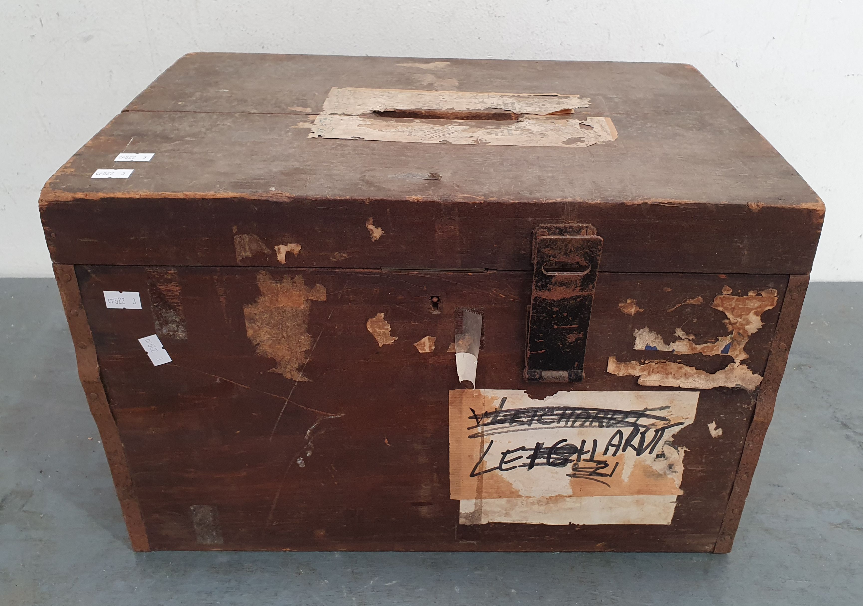 A VINTAGE WOODEN BALLOT BOX