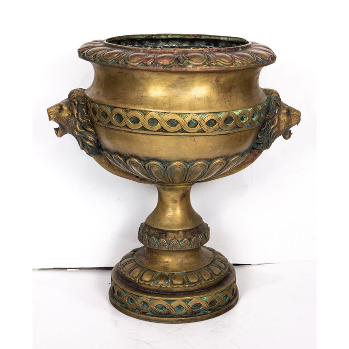 Neoclassical style brass garden urn