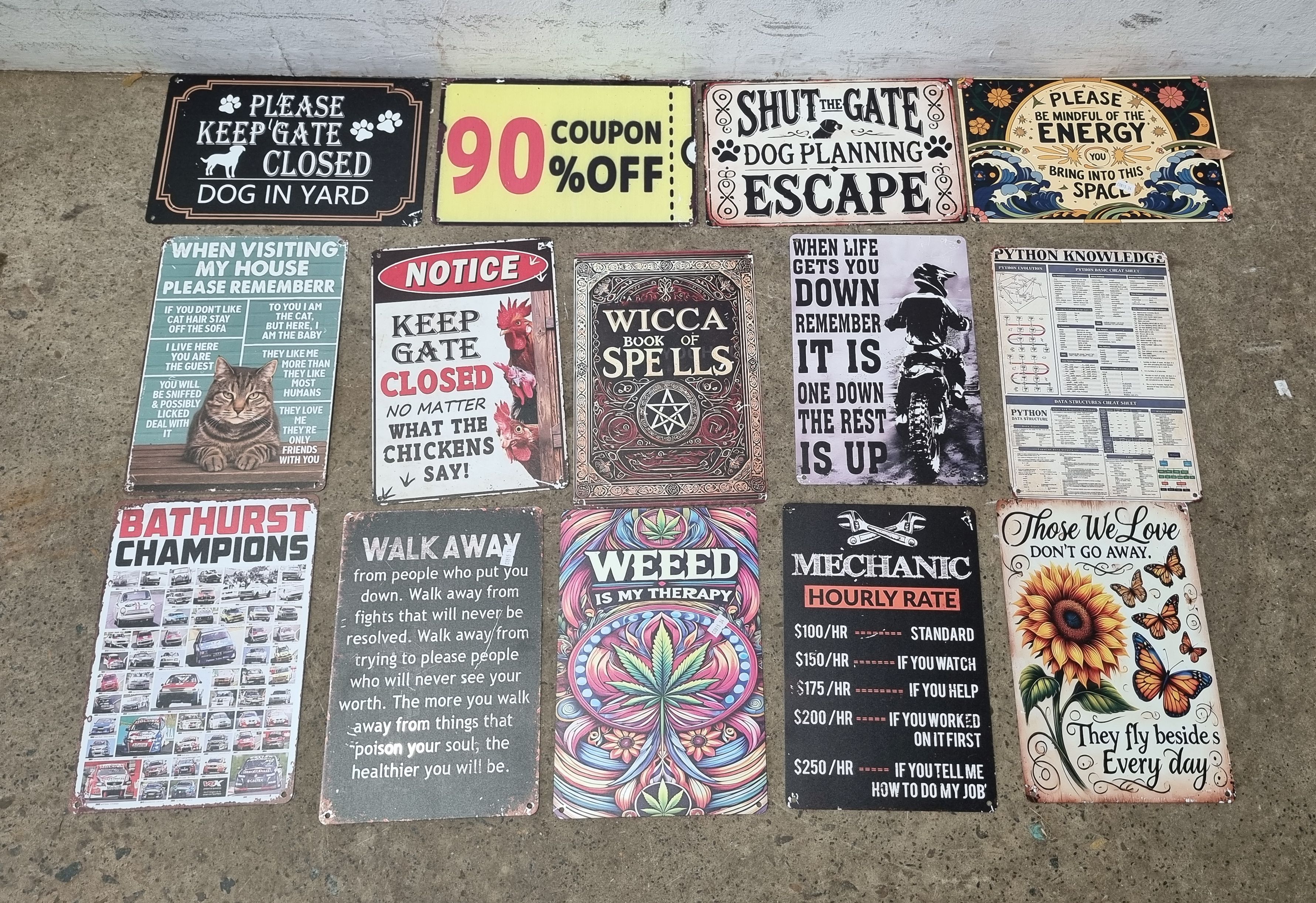 A Collection Of Various Repro Metal Signs