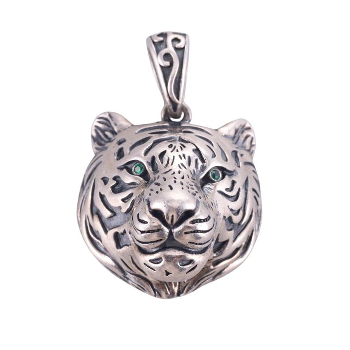 Sterling Silver Tiger Head Pendant