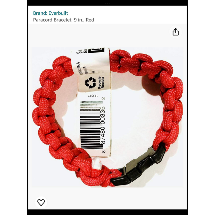 Everbilt 9" Paracord Bracelet (Red)