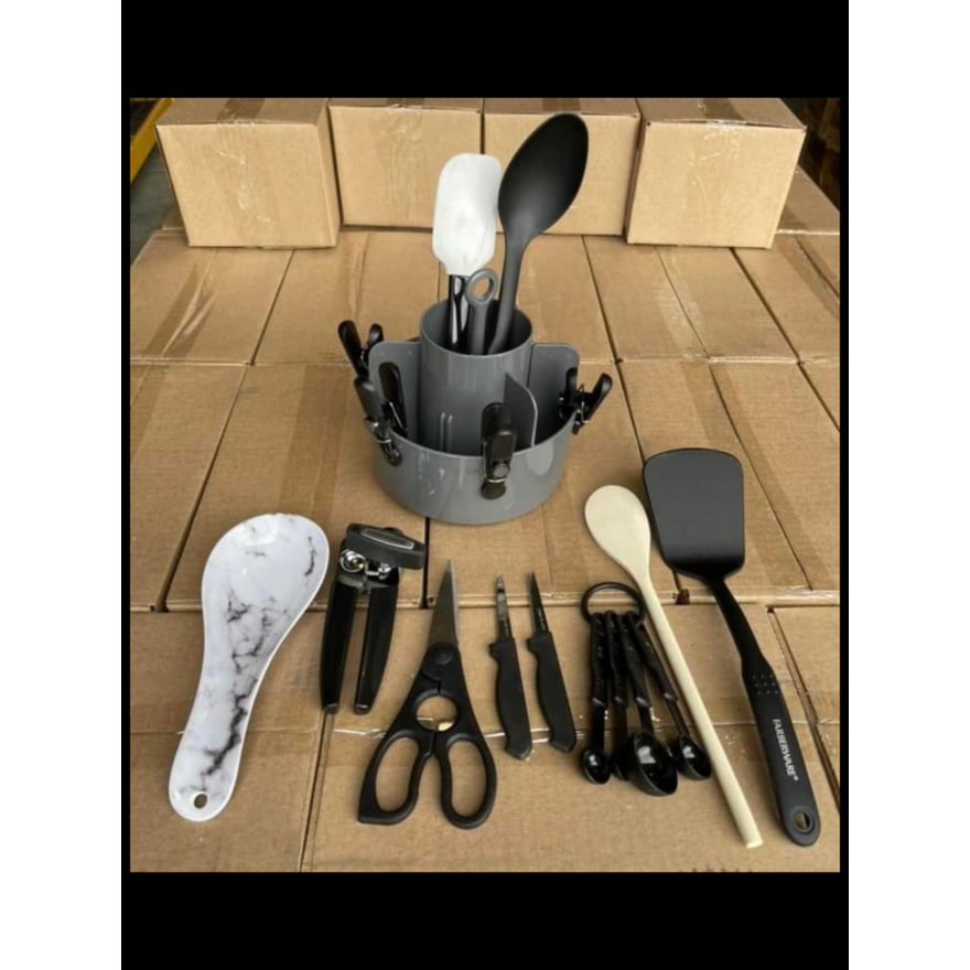 Faberware 18pc Kitchen Utensil Set In Lazy Susan Caddy
