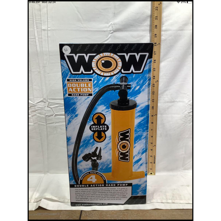 WOW High Volume Double Action Hand Pump - Universal Valve Adapters 4