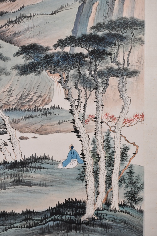 張大千 山水掛軸1 Zhang Daqian 1899-1983 Landscape | 張大千山水設色紙本立軸一