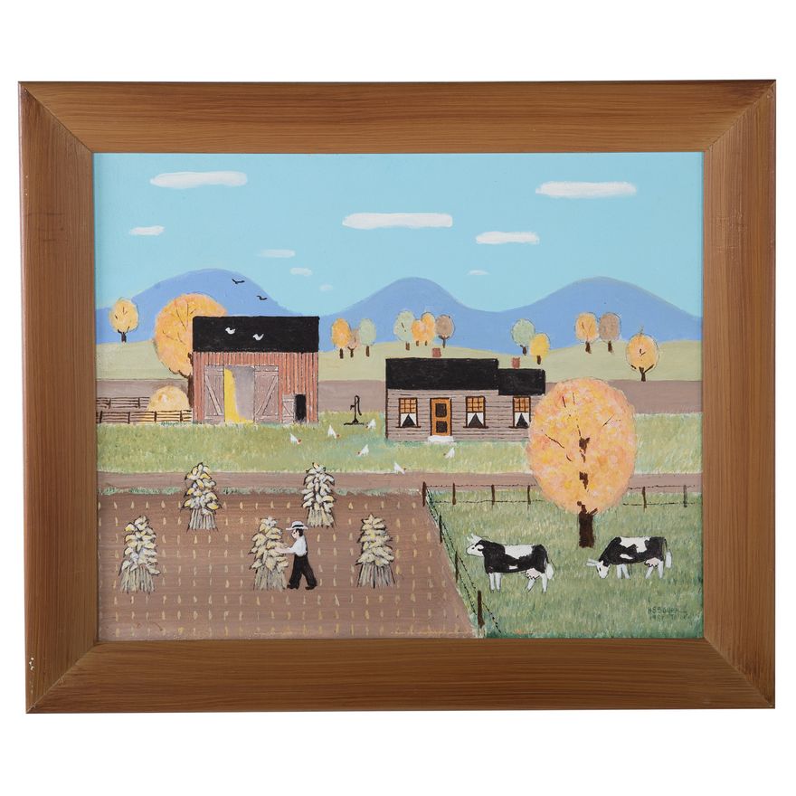 Harold Everett Bayer. Cows in the Field, oil