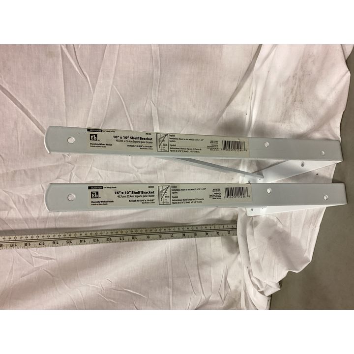 BUYING (2) Eb 16'' x 10'' Shelf Bracket- Durable White Finish