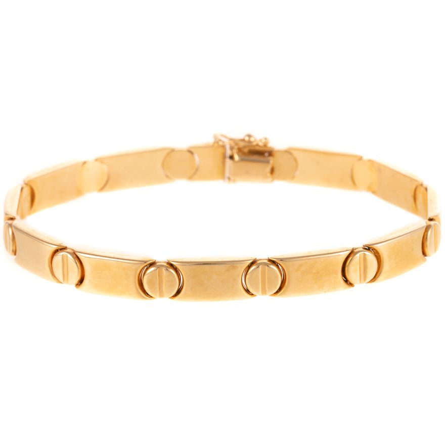 A 14K Gold Italian Nail Head Link Bracelet
