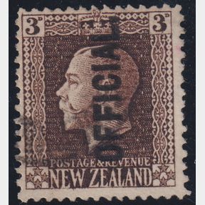 NZ Officials, 1915 3d GV recess double "OFFICIAL" ovpt, p14 x 13¼. CP KO4az. C…