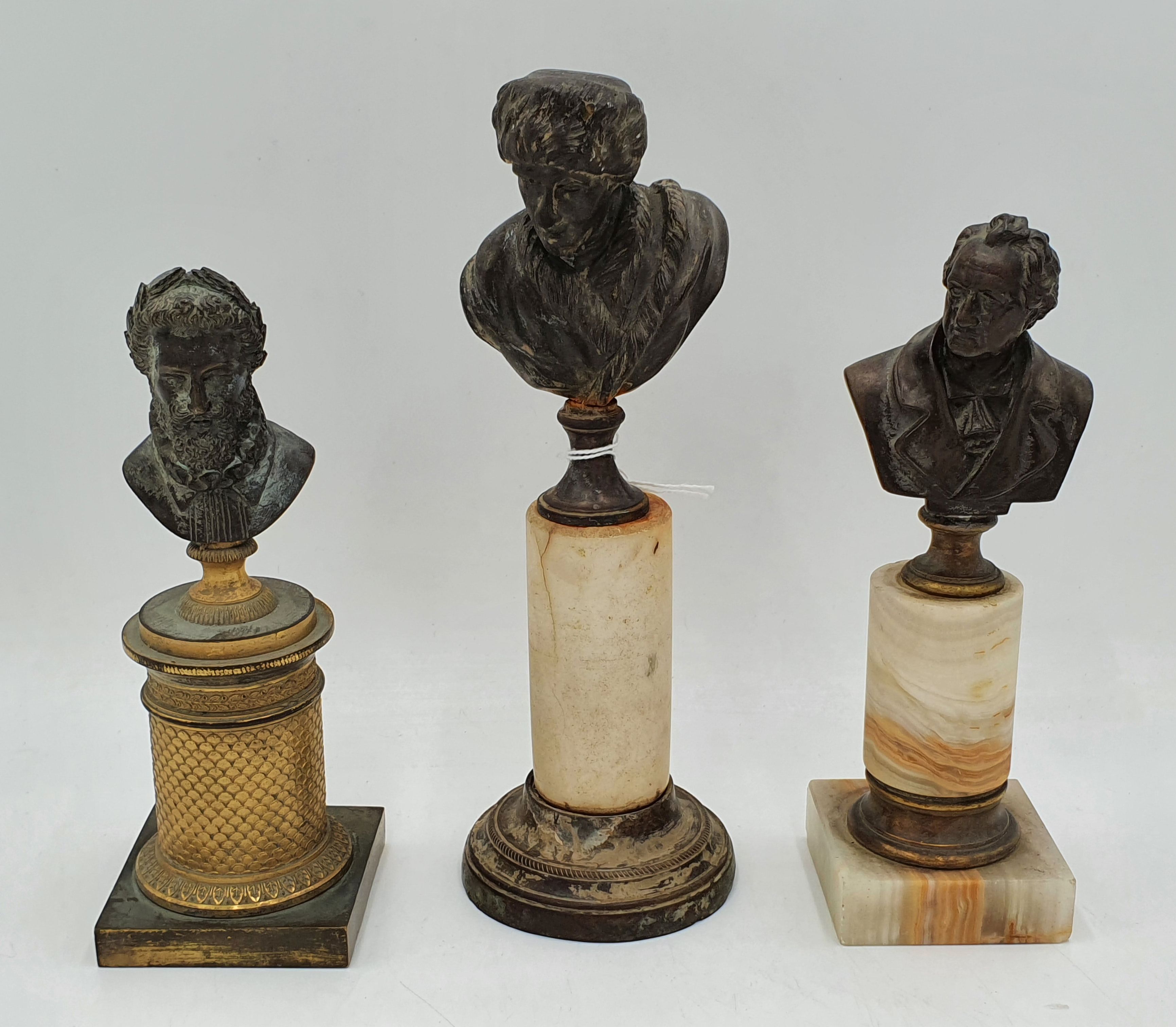 A Three 19th Century Grand Tour Souvenir Library Bronze Busts