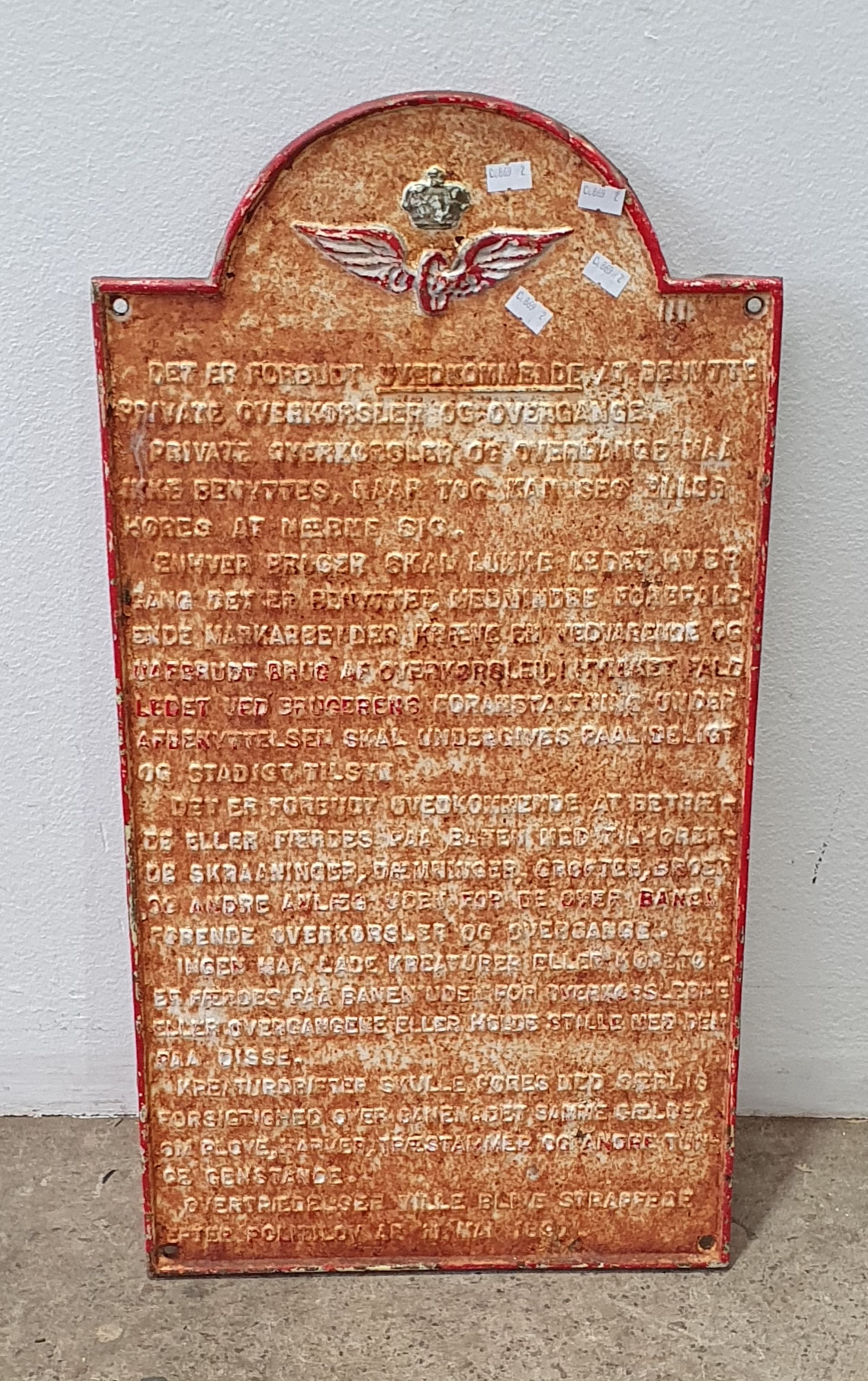 1109 · A VINTAGE DUTCH RAILWAY METAL SIGN