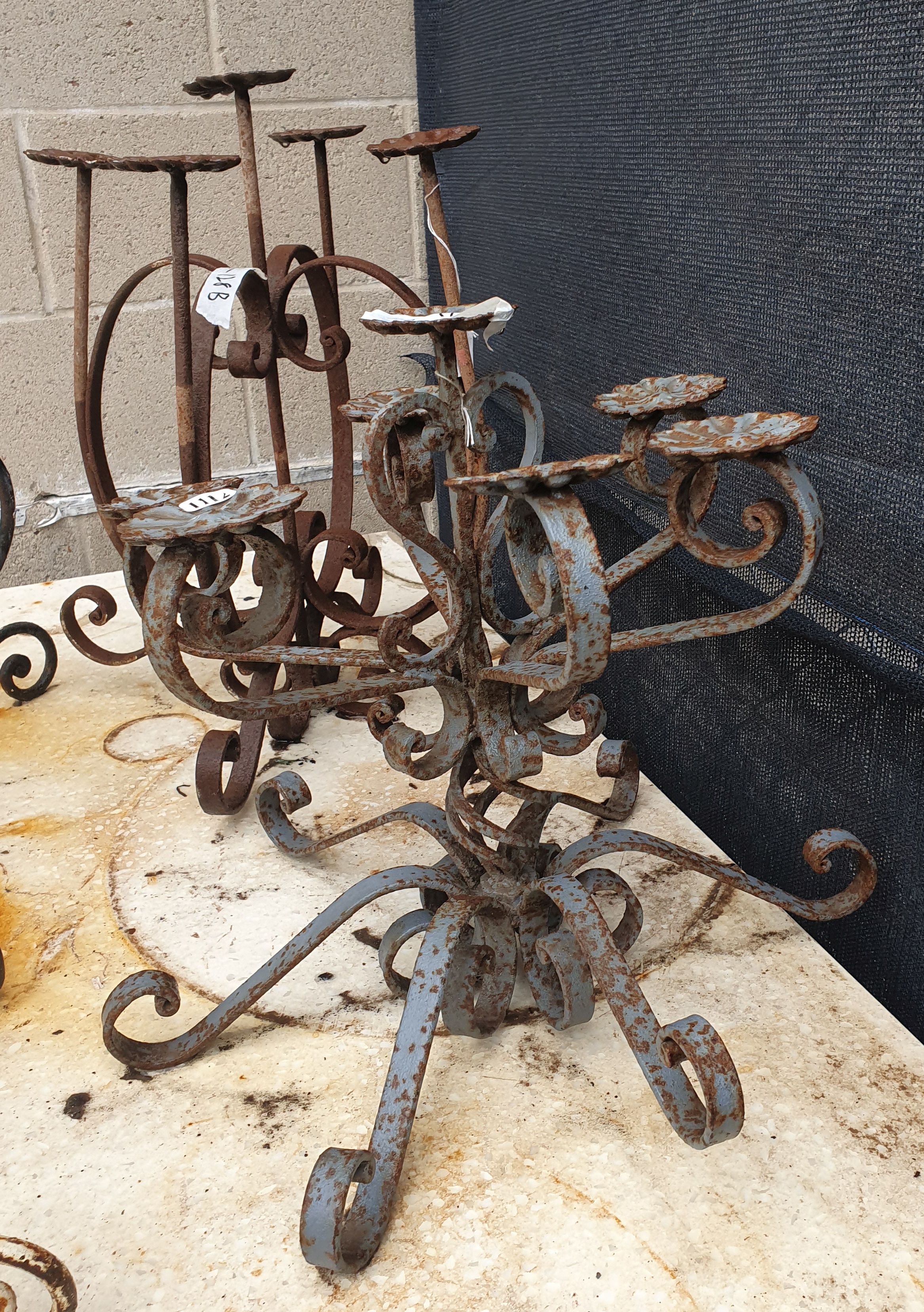 Two Various Wrought Iron Candle Holders