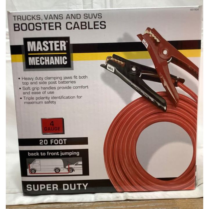 Master Mechanic 4 Gauge, 20ft Trucks, Vans & SUVs Booster Cables