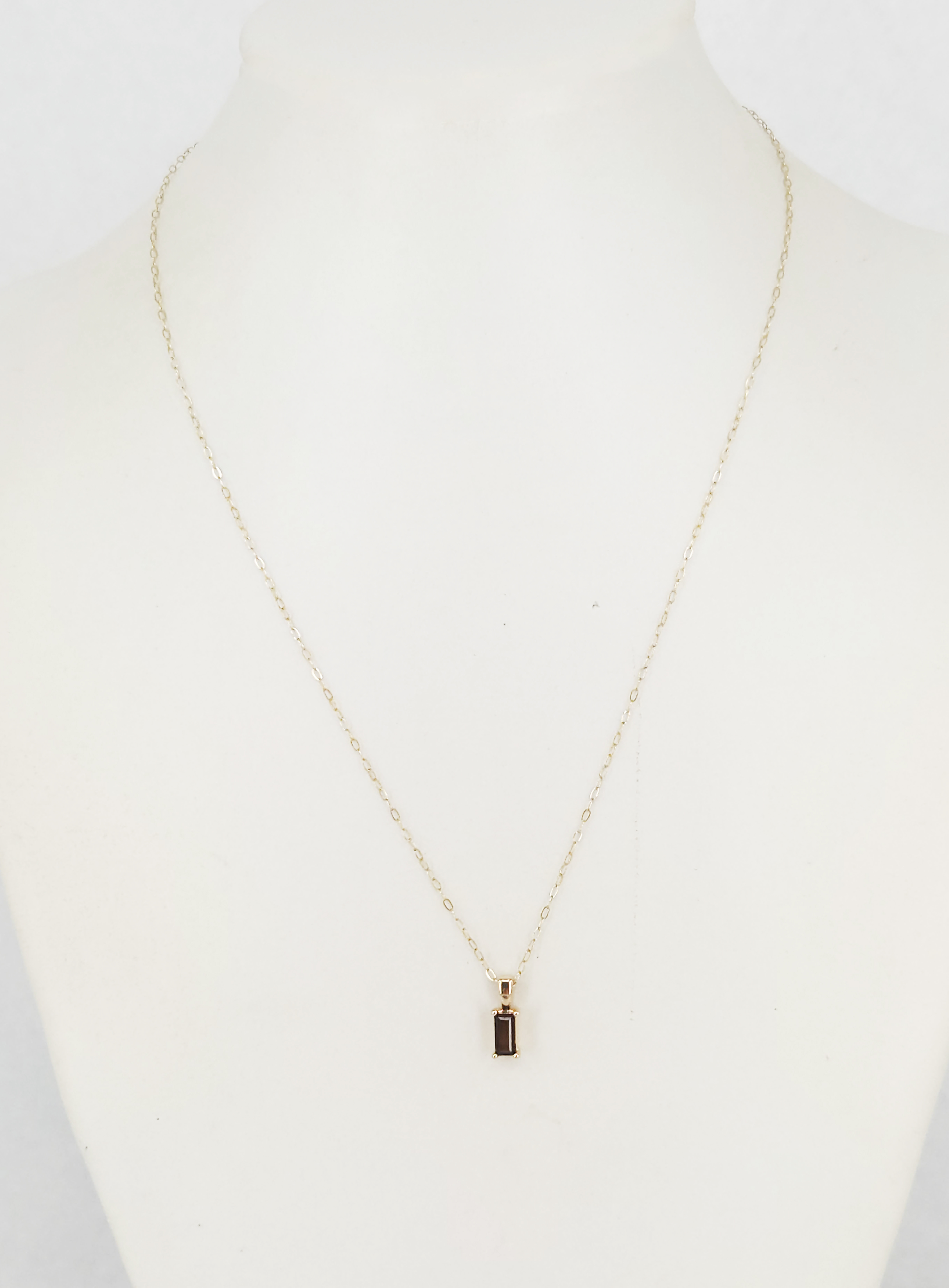 A 9ct Yellow Gold Smoky Quartz Baguette Pendant Necklace