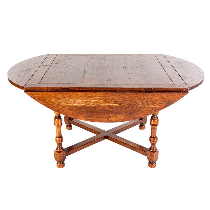 Oak Distressed Drop-Leaf Dining Table