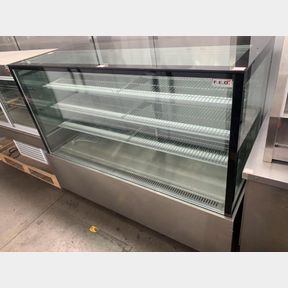 FED MOBILE STAINLESS STEEL REFRIGERATED GLASS FOOD DISPLAY CABINET