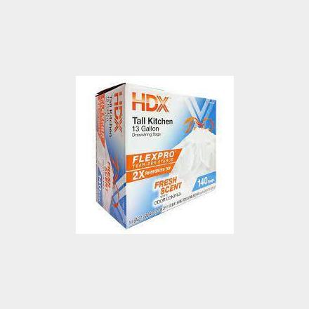 HDX 13 Gallon Scented Flex Drawstring Kitchen Trash Bags (140