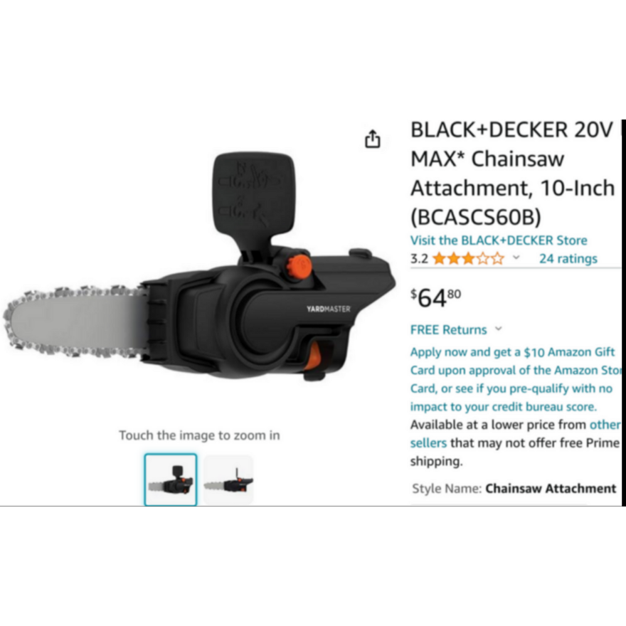 Black And Decker Bare Chainsaw Attachment BCASCS60B