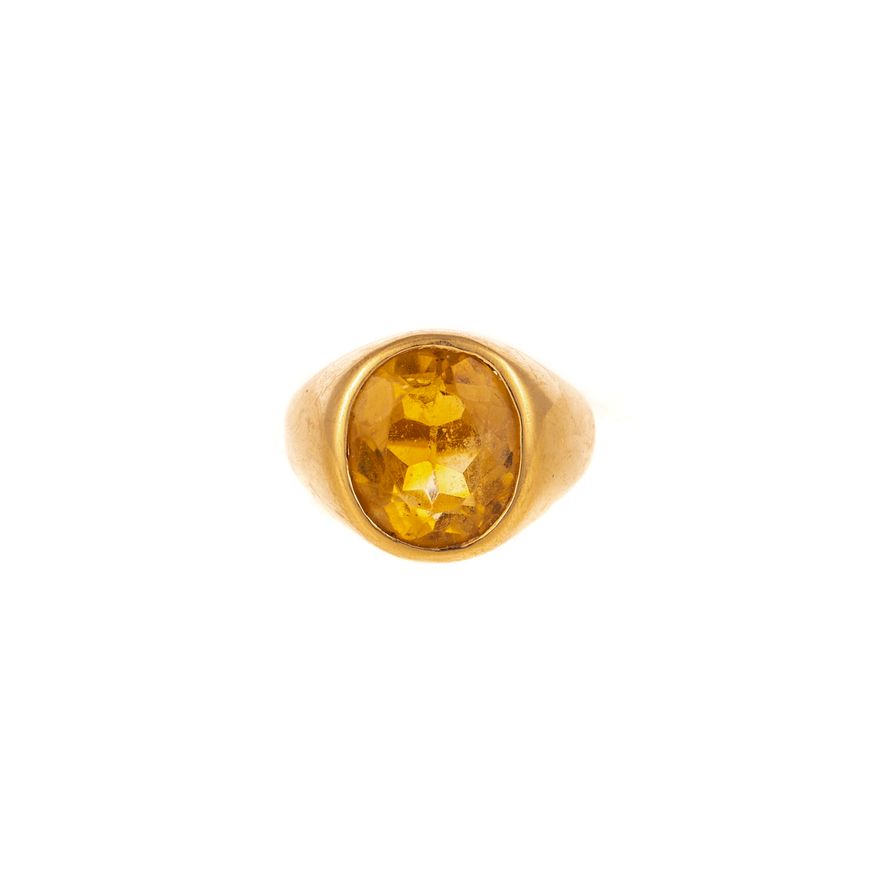 A Bezel Set Citrine Ring in 14K