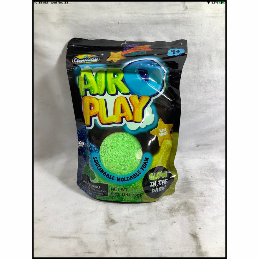 Creative Kids Air O Play Squishable Moldable Foam Glow in the Dark- Green 5oz