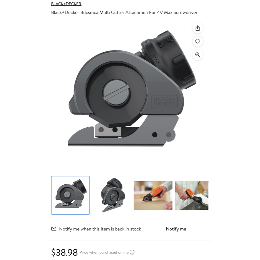 Black+Decker Compact Matrix Quick Connect System Multi-Cutter Screwdriver Attachment