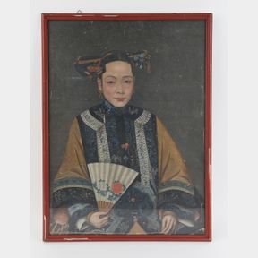 CHINESE QING DYNASTY FEMALE OIL PORTRAIT