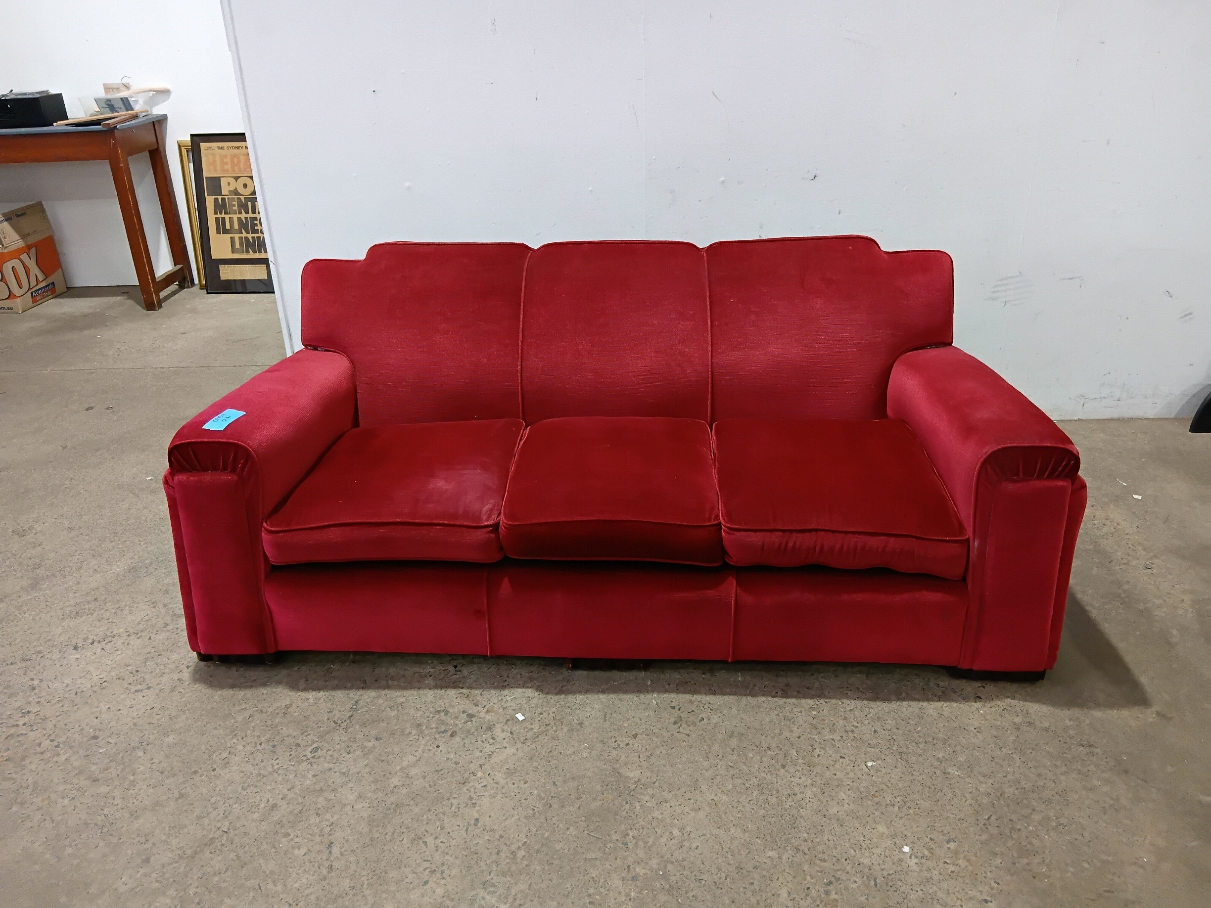 An Art Deco Red Three Seater Sofa