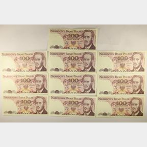 10-1988 POLISH 100 ZLOTYCH BILLS. CRISP UNC WITH