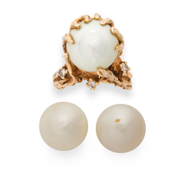 A group of cultured pearl and fourteen karat gold jewelry