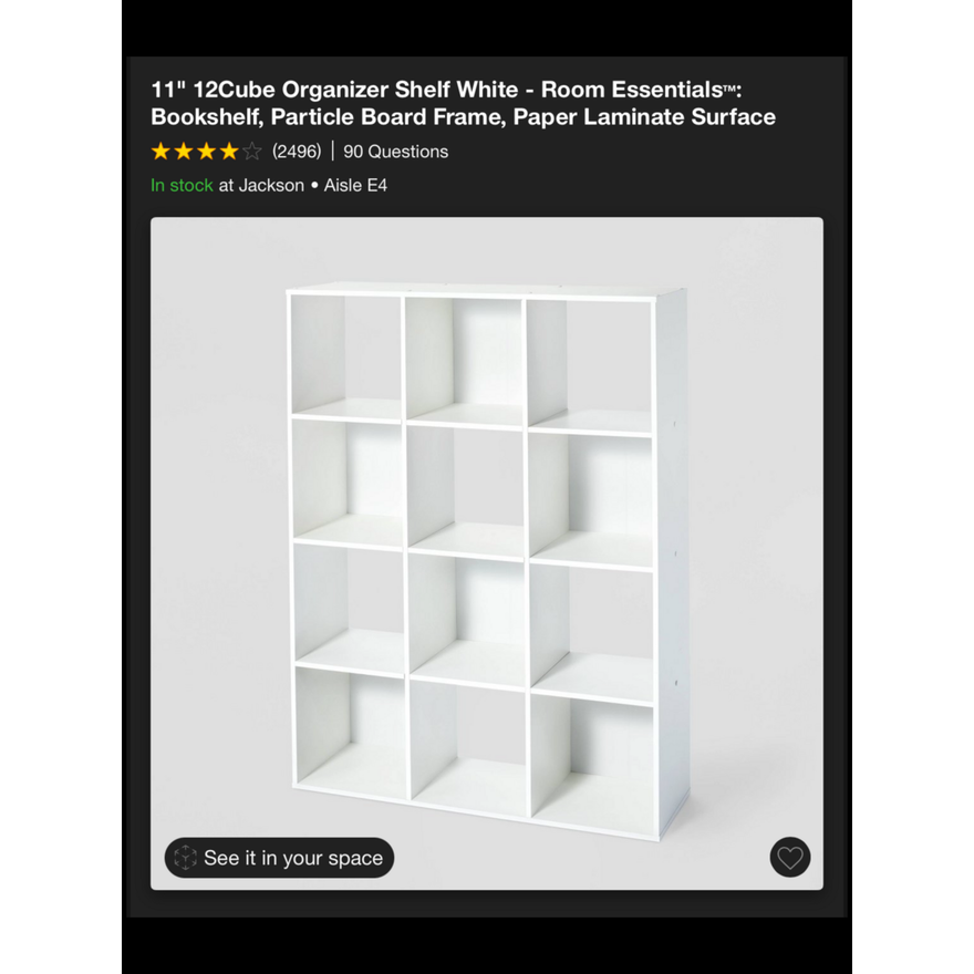 Room Essentials 11" 12-Cube Organizer Shelf (White) 47.56"W x 35.94"H x 11.73"D