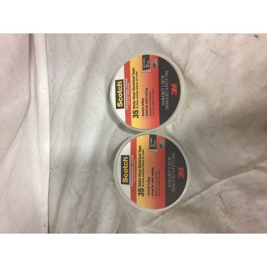 (2) Scotch Professional Grade 35 White Vinyl Electrical Tape (66ft)