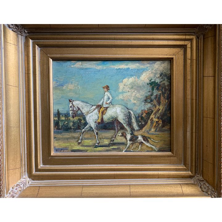 American 20th Century, Horse and Rider, oil