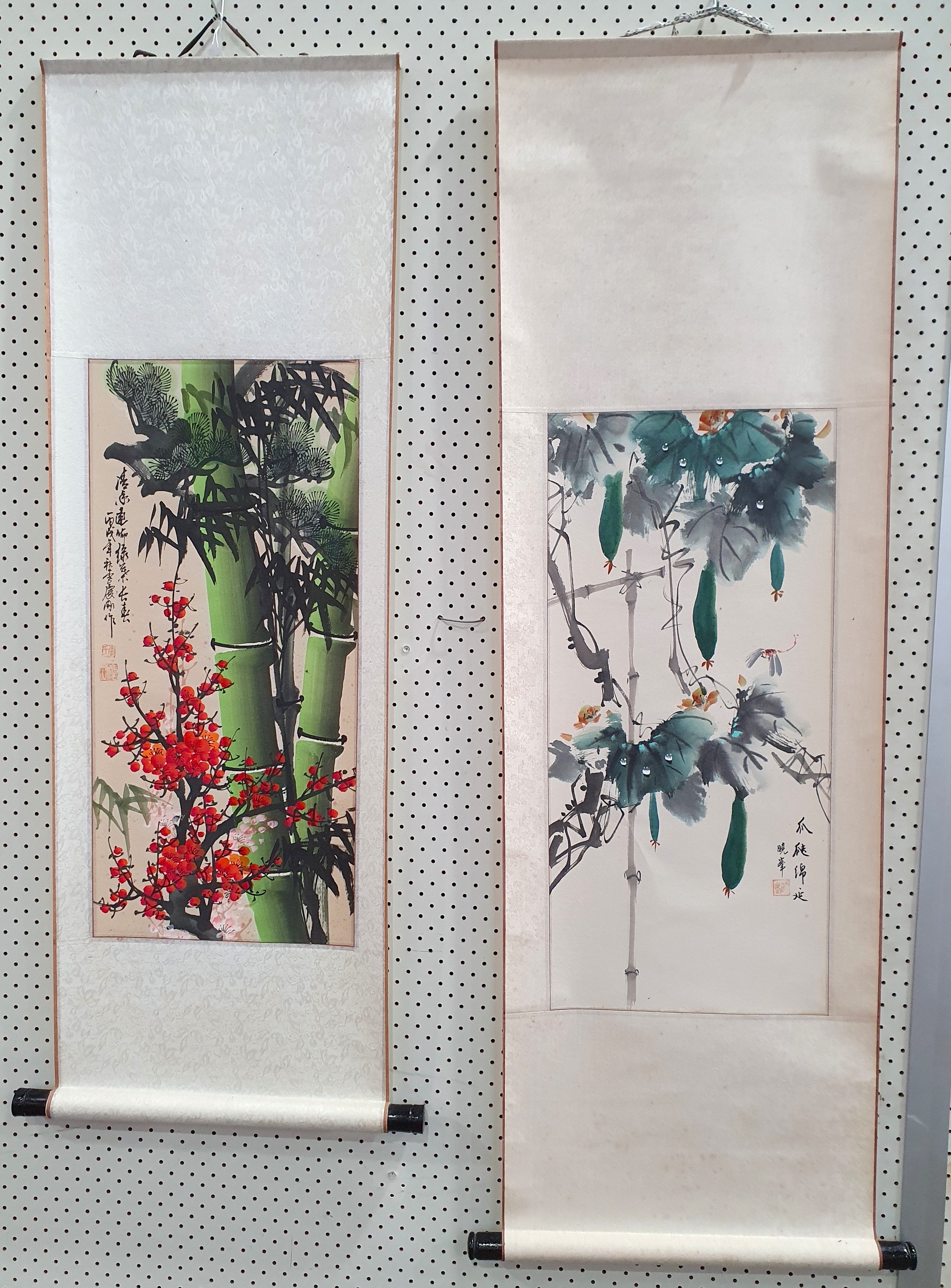 Two Chinese Silk Scrolls